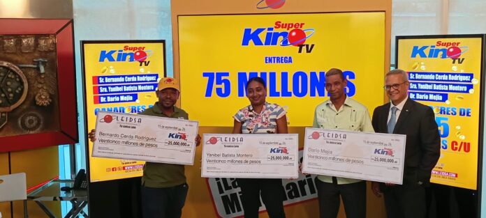 LEIDSA ENTREGA 75 MILLONES A TRES AGRACIADOS CON EL SUPER KINO TV.